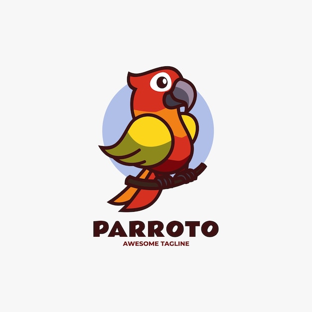 Ilustración Logotipo Vectorial Loro Estilo Mascota Simple