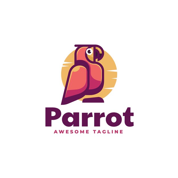 Ilustración Logotipo Vectorial Loro Estilo Mascota Simple