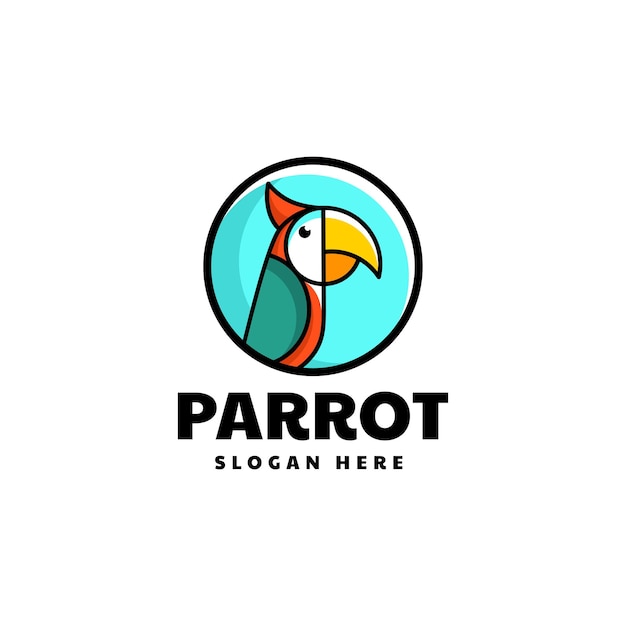 Ilustración Logotipo Vectorial Loro Estilo Mascota Simple