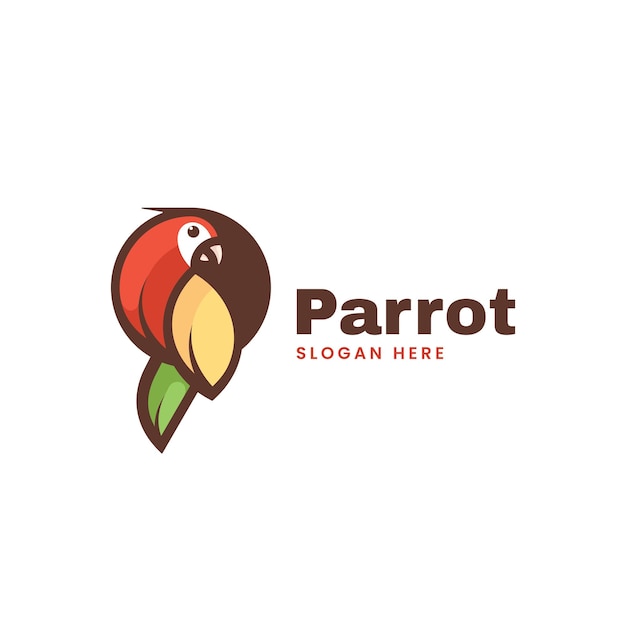 Ilustración Logotipo Vectorial Loro Estilo Mascota Simple