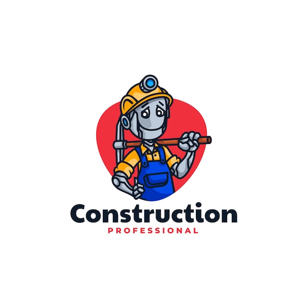 Ilustración Logotipo Vectorial Mascota Construcción Robot Estilo Dibujos Animados