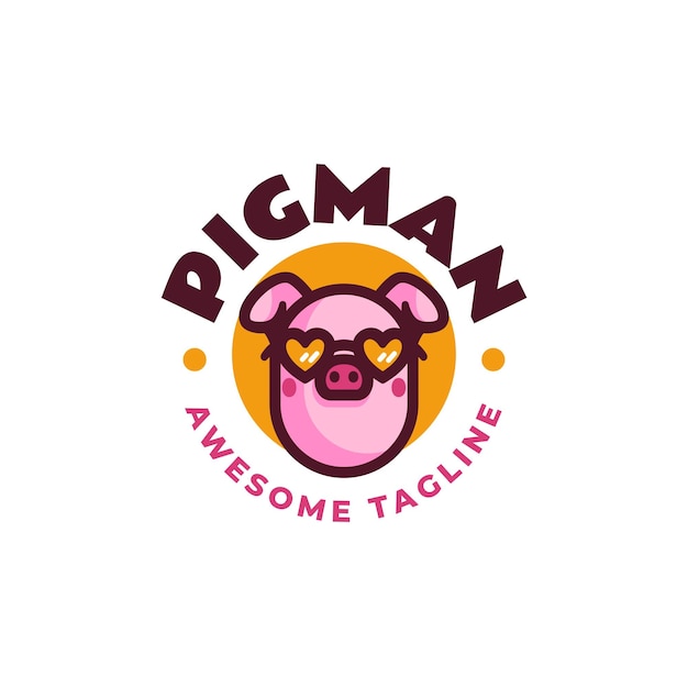Ilustración Logotipo Vectorial Mascota Hombre Cerdo Estilo Dibujos Animados