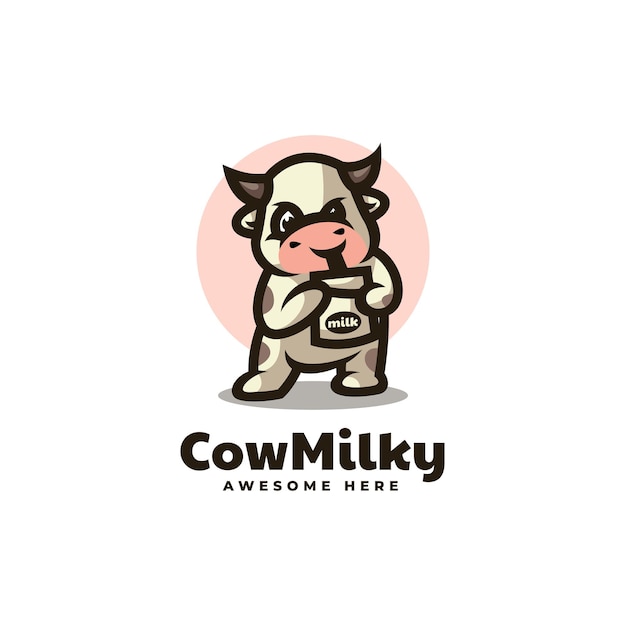 Ilustración Logotipo Vectorial Mascota Lechosa Vaca Estilo Dibujos Animados