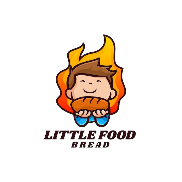 Ilustración Logotipo Vectorial Mascota Pan Boy Estilo Dibujos Animados