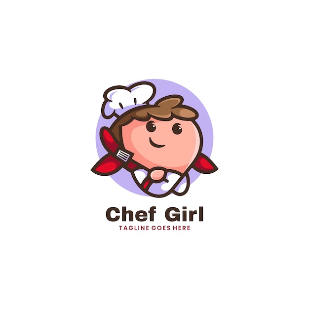 Ilustración Del Logotipo Vectorial Mascota Del Pequeño Chef Estilo Dibujos Animados