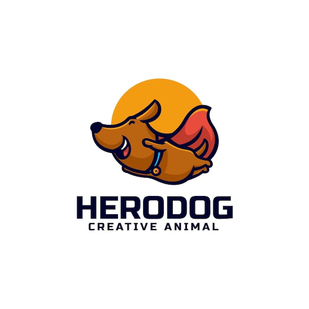 Ilustración Logotipo Vectorial Mascota Perro Héroe Estilo Dibujos Animados