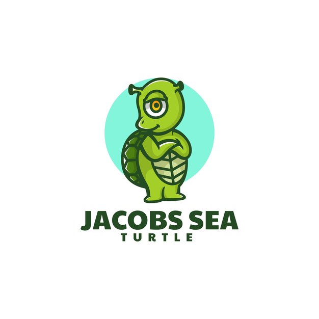 Ilustración Logotipo Vectorial Mascota Tortuga Mar Estilo Dibujos Animados
