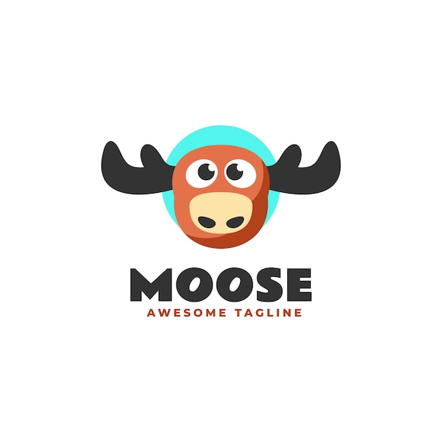 Ilustración del logotipo vectorial Moose Flat Estilo moderno