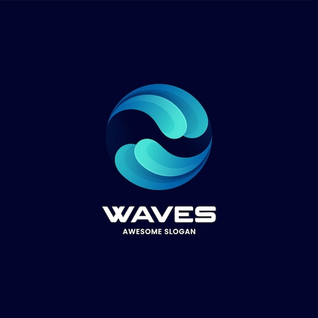 Ilustración del logotipo vectorial Ondas Gradiente Estilo colorido