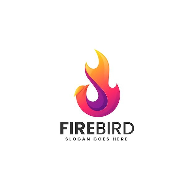 Ilustración Logotipo Vectorial Con Pájaro Fuego Estilo Colorido Degradado