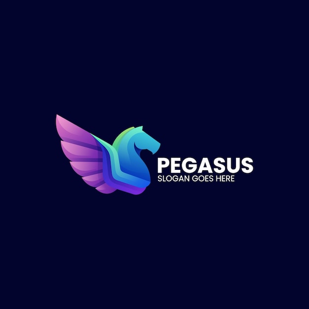 Vector ilustración del logotipo vectorial pegasus gradiente estilo colorido