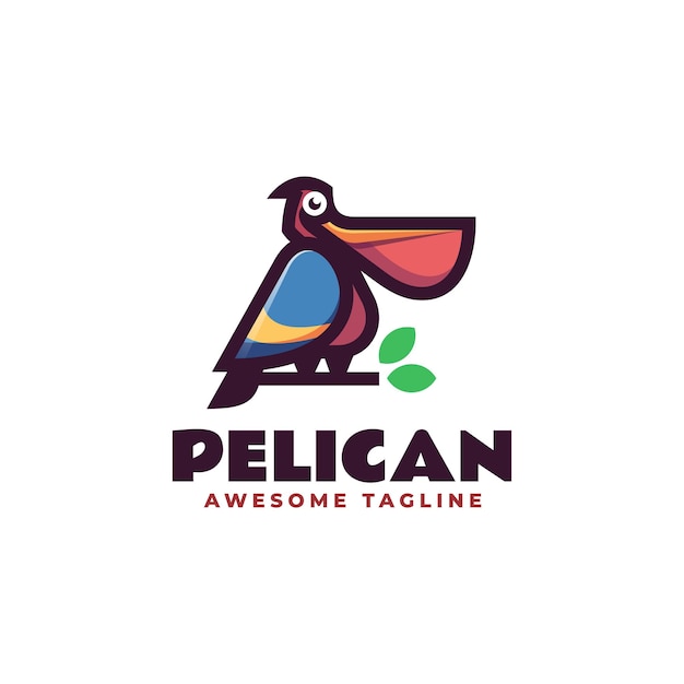 Ilustración del logotipo vectorial Pelican Estilo de mascota simple