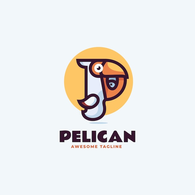 Ilustración del logotipo vectorial Pelican Estilo de mascota simple
