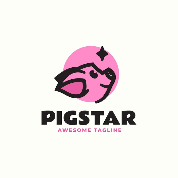 Vector ilustración del logotipo vectorial pig star line estilo artístico