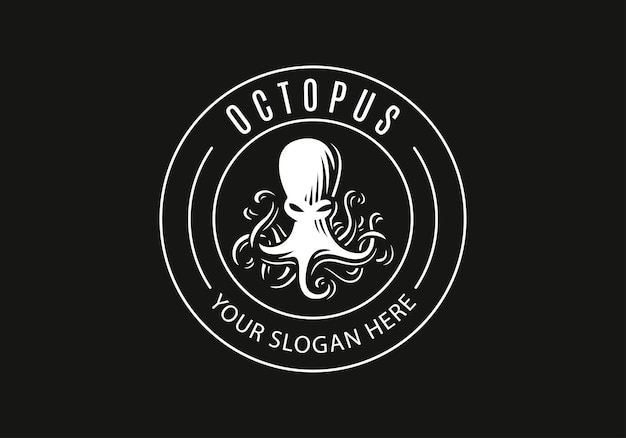 Ilustración del logotipo vectorial del pulpo con estilo vintage Insignia