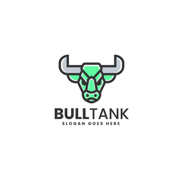 Ilustración del logotipo vectorial Tanque de toros Estilo de mascota simple