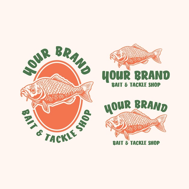 Ilustración del logotipo vectorial de la tienda de cebo y caza