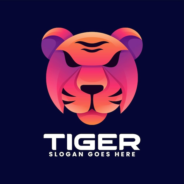 Ilustración del logotipo vectorial Tigre Gradiente Estilo colorido