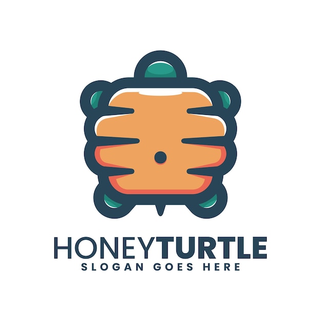 Ilustración logotipo vectorial tortuga agua estilo mascota simple