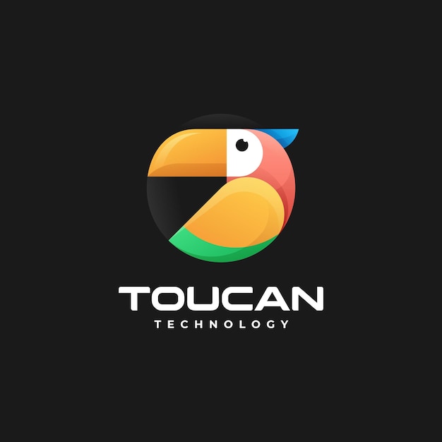 Ilustración del logotipo vectorial Tucán Gradiente Estilo colorido