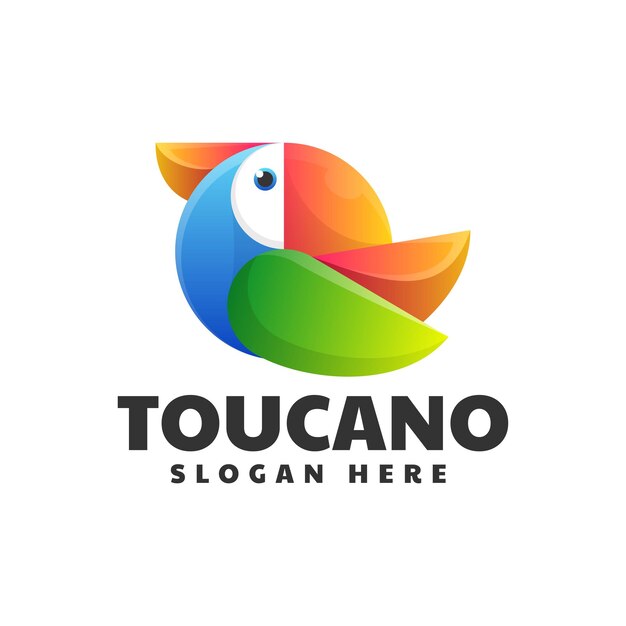 Ilustración del logotipo vectorial Tucán Gradiente Estilo colorido