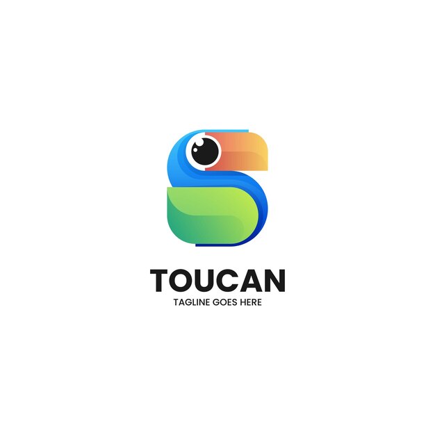 Ilustración del logotipo vectorial Tucán Gradiente Estilo colorido