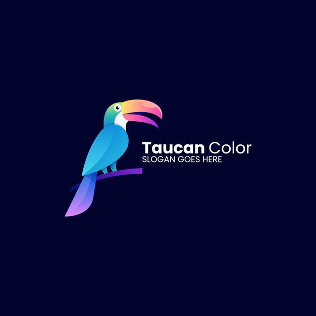 Ilustración del logotipo vectorial Tucán Gradiente Estilo colorido