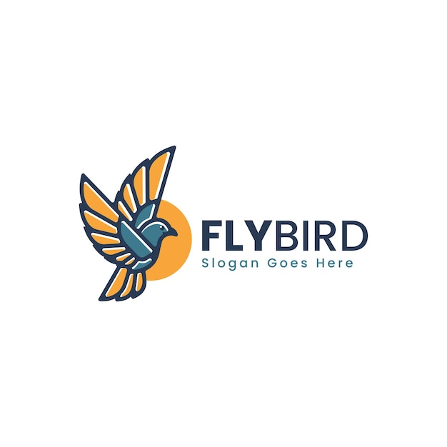 Ilustración Logotipo Vectorial Con Volar Pájaro Estilo Mascota Simple