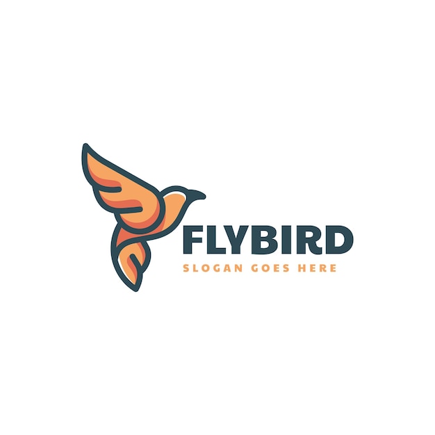Ilustración Logotipo Vectorial Con Volar Pájaro Estilo Mascota Simple