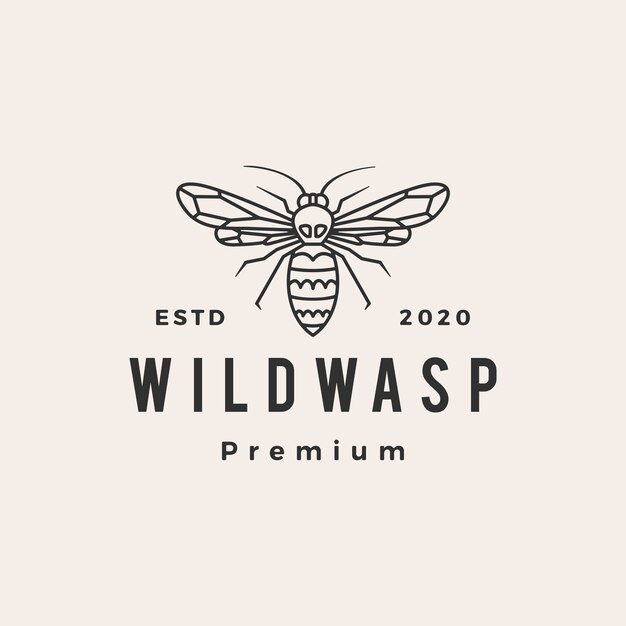 Ilustración de logotipo vintage de avispa