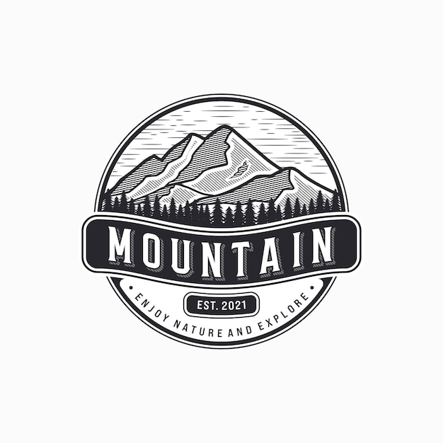 Vector ilustración de logotipo vintage de montaña