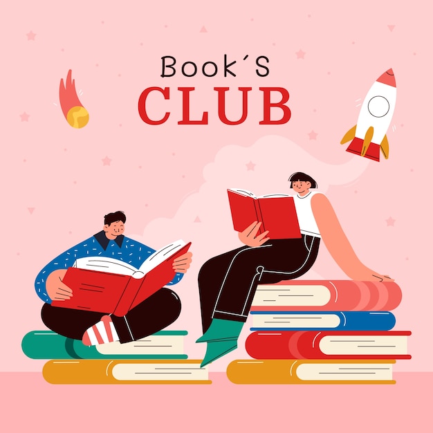 Ilustración de lomo de libro de diseño plano dibujado a mano
