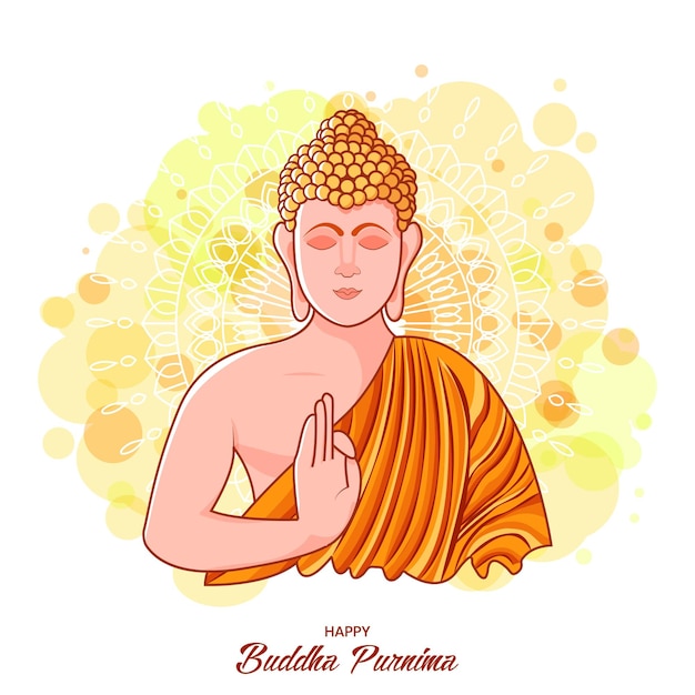 Ilustración de lord buddha para la celebración del festival indio buddha purnima