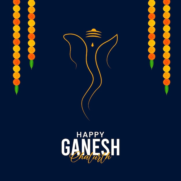 Ilustración de Lord Ganpati para el festival Ganesh Chaturthi Publicación en redes sociales