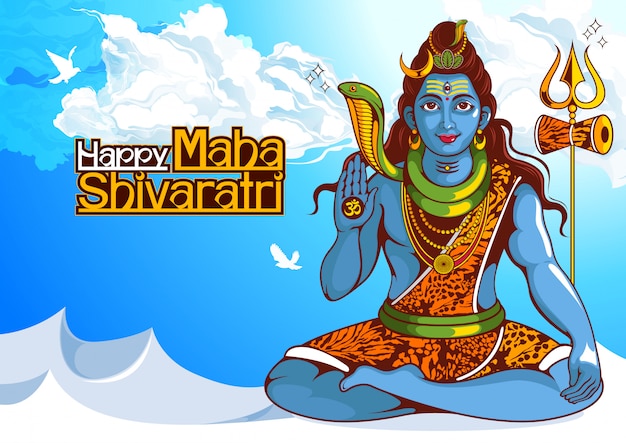 Ilustración de lord shiva de la india para el tradicional festival hindú, maha shivaratri