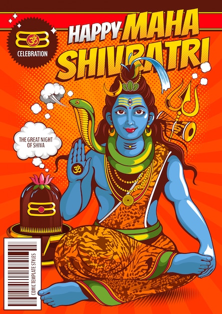 Ilustración de lord shiva de la india para el tradicional festival hindú