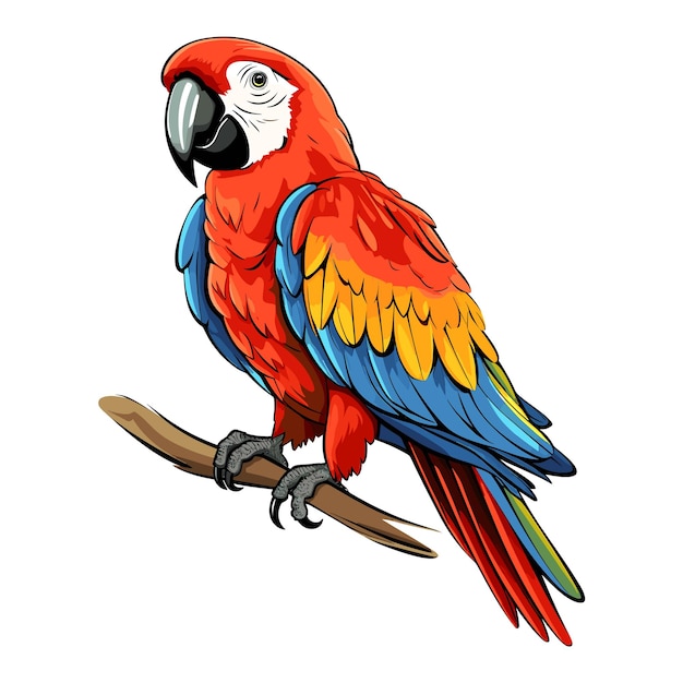 Vector ilustración de loro de color sólido dibujado a mano