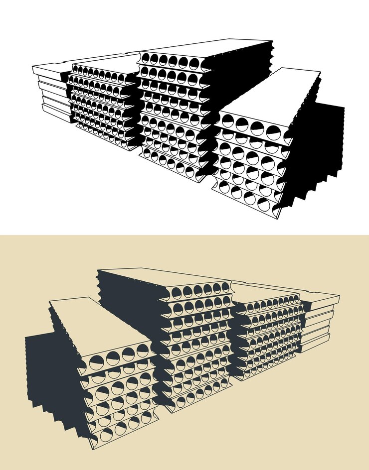 Vector ilustración de losas de hormigón armado para pisos