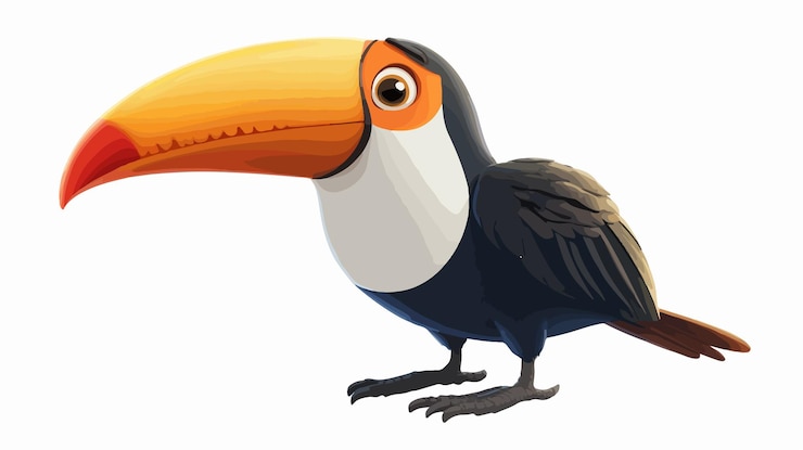 Vector ilustración lúdica y colorida de tucanes de dibujos animados para los amantes de las aves tropicales