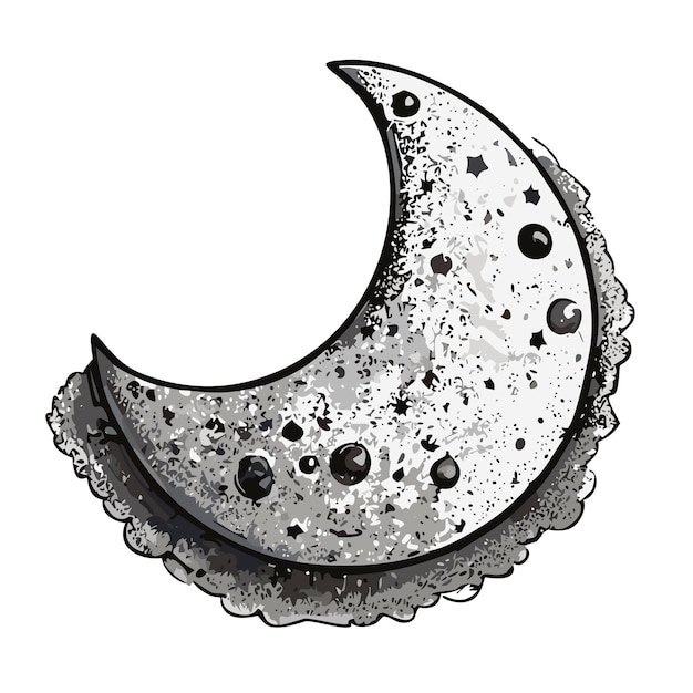 Vector ilustración de luna blanco y negro