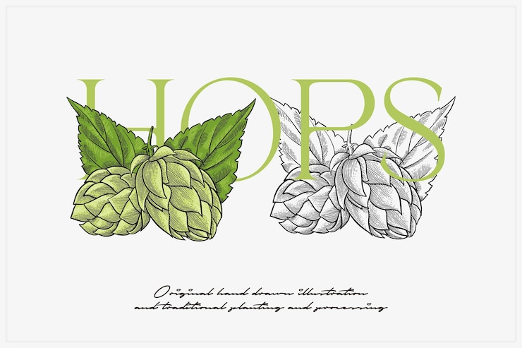 Vector ilustración de lúpulo verde dibujada a mano