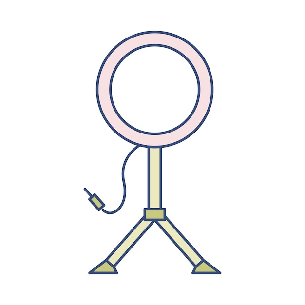 Ilustración de luz de anillo, icono de dispositivo selfie, símbolo de montaje de trípode,