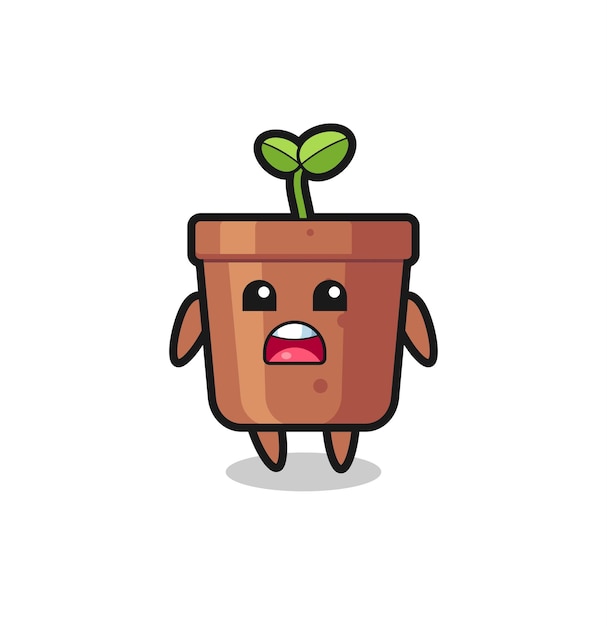 Ilustración de maceta con expresión de disculpa, diciendo que lo siento, diseño de estilo lindo para camiseta, pegatina, elemento de logotipo