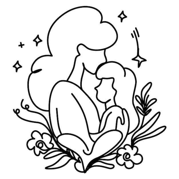 Ilustración de una madre abrazando a su hijo que simboliza el afecto amoroso y el vínculo entre ellos
