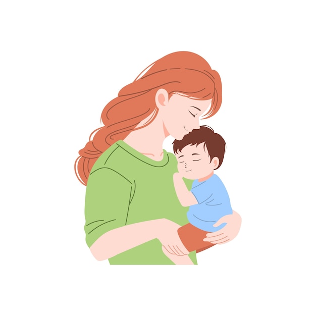 Ilustración de una madre abrazando a su hijo