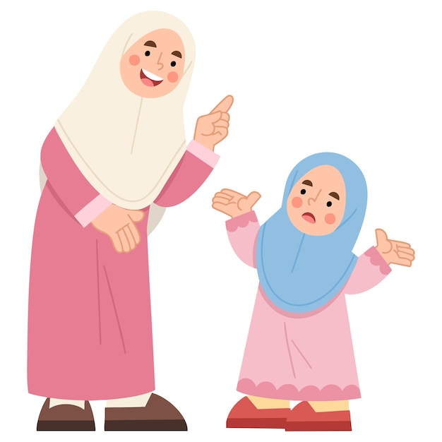 Ilustración de una madre y su hija hablando