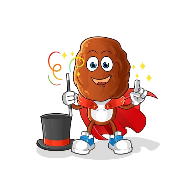 ilustración de mago de dibujos animados de cabeza de fruta de fecha. vector de caracteres