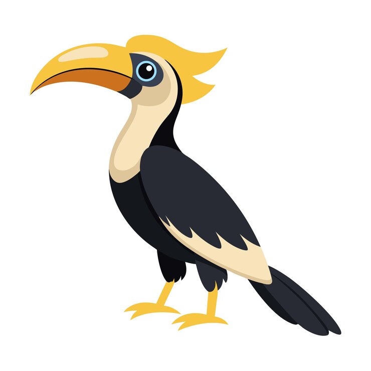 Vector ilustración de malabar pied hornbill en blanco