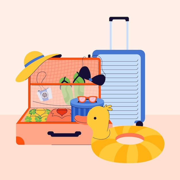 Ilustración de la maleta plana