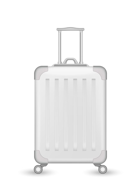 Vector ilustración de maleta de viaje blanca realista